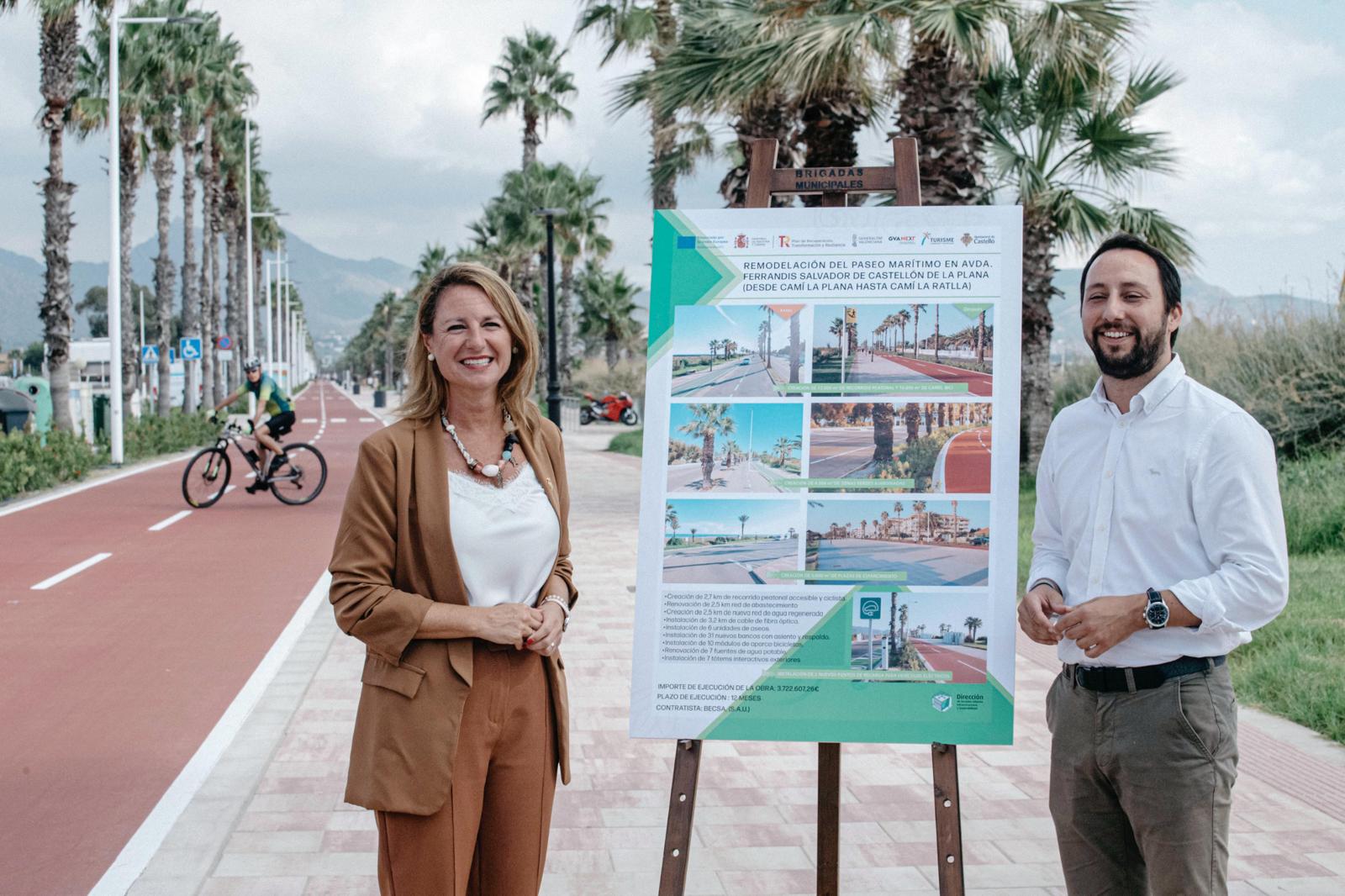 Carrasco anuncia una segunda fase de actuación con nuevos servicios en el paseo Ferrandis Salvador convertido ya en icono del litoral de Castellón